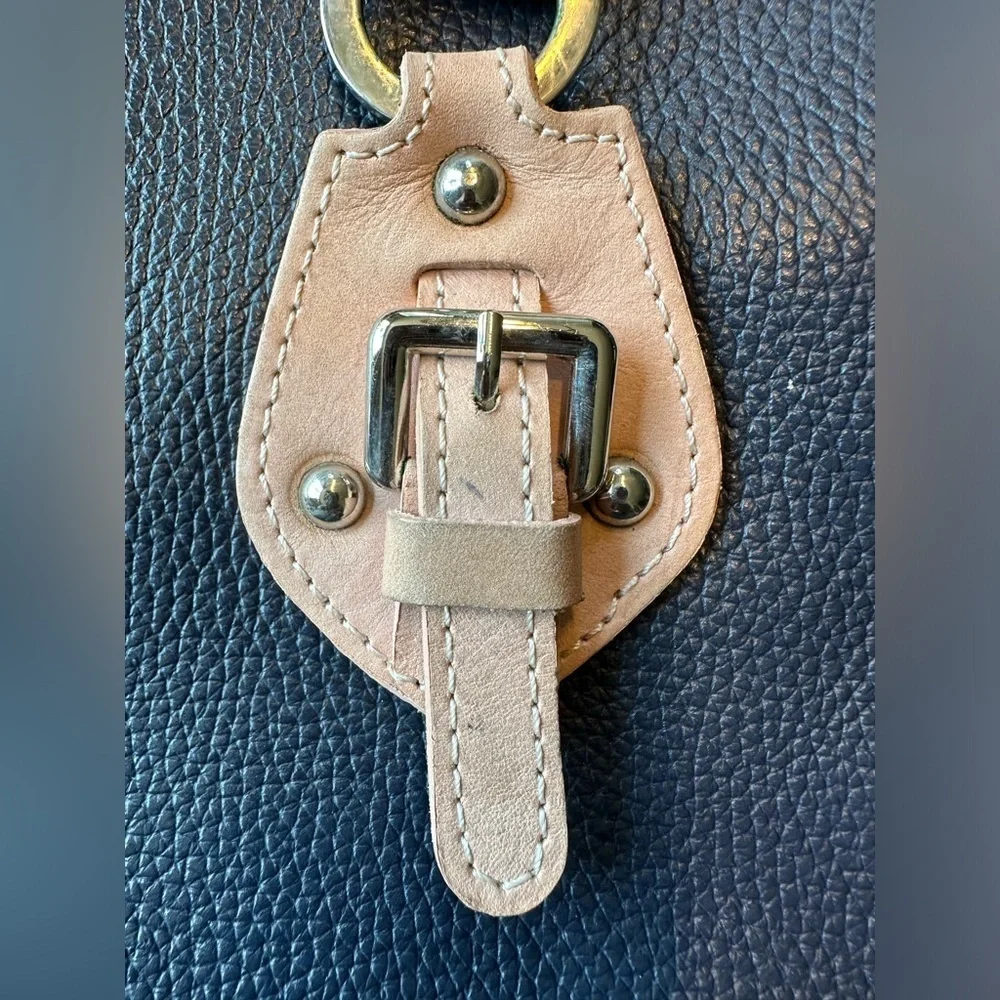 Imedici Navy and Tan Leather Italian Satchel